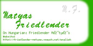 matyas friedlender business card